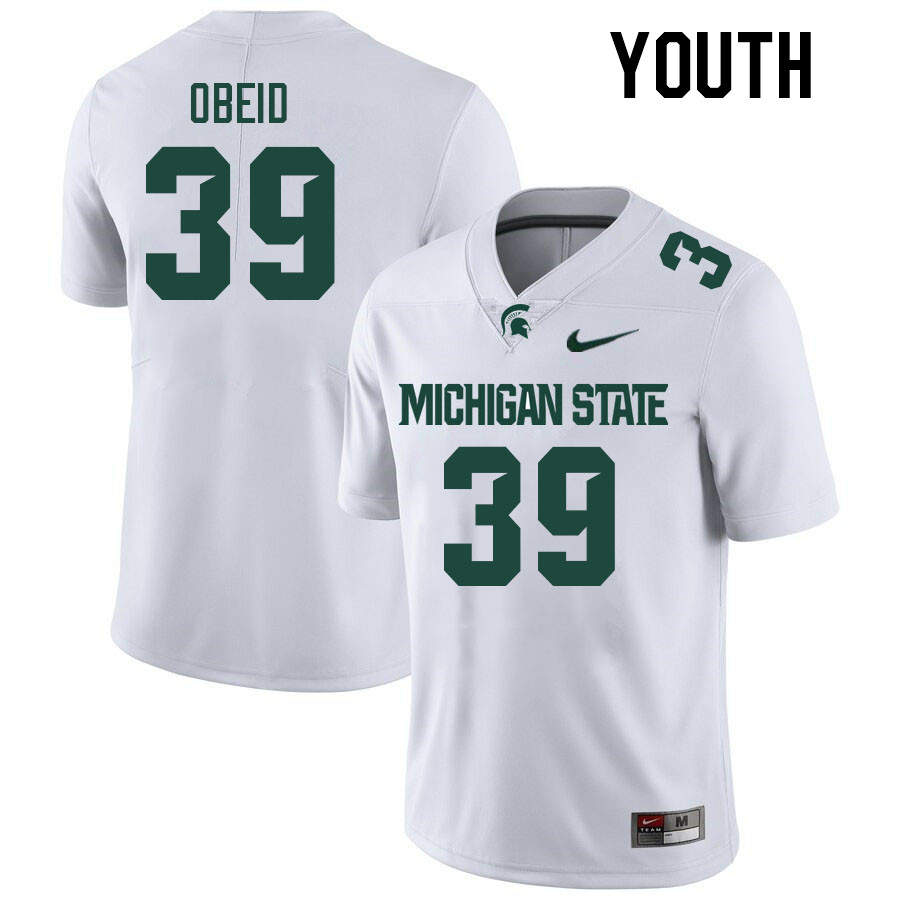 Youth #39 Yousef Obeid Michigan State Spartans College Football Jerseys Stitched Sale-White